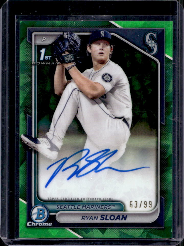 2024 Bowman Draft Sapphire Ryan Sloan Chrome Auto Refractor Green 1st #63/99