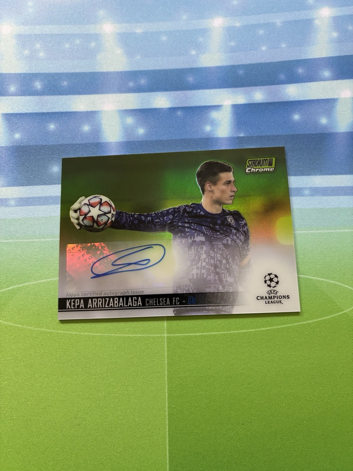 2020-21 Topps Stadium Club Chrome UCL Auto Kepa Arrizabalaga Green /99 Chelsea