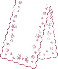 Chlophy Embroidered Christmas Table Runner - Winter 13x72 IN, Red and White