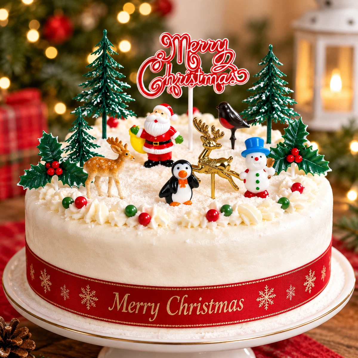 Weihnachten Tortendeko Xmas Topper Festlich Yule Log Cupcake Pudding Picks
