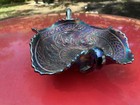 Gorgeous Antique Fenton BLUE Cherry Circles  2 Handled Carnival Glass BonBon — photo 4