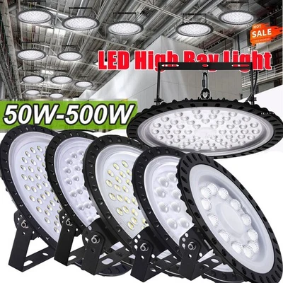 LED High Bay Light 50/100/200/300/500W Low Bay UFO Warehouse Industrial Lights