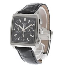 TAG HEUER MONACO CW2111 38mm SS Black Dial Automatic Chronograph Date #C118