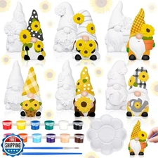 CroBlissful 6 Sets Paint Your Own Ceramic Gnome Statues Ready to Paint Cerami