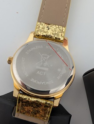 2016 Avon Glitter Sparkle Strap Watch Gold Women w/ Box- New  display picture 3