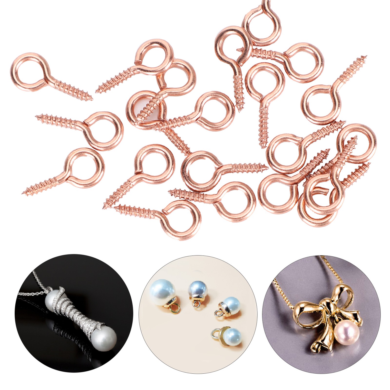 200Pcs Pearl Screw Eye Peg Pin Pendant Connector Screw Spike DIY Making Jewelry