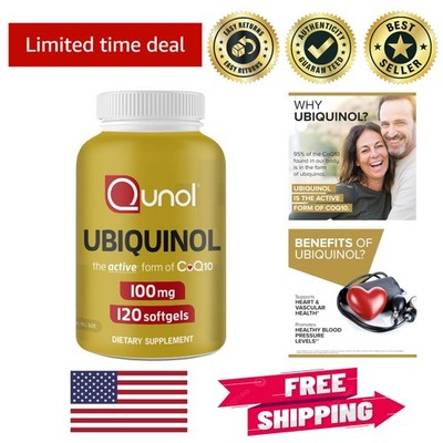 120 Unflavored Ubiquinol CoQ10 Softgels   Antioxidant Support for Active Lives