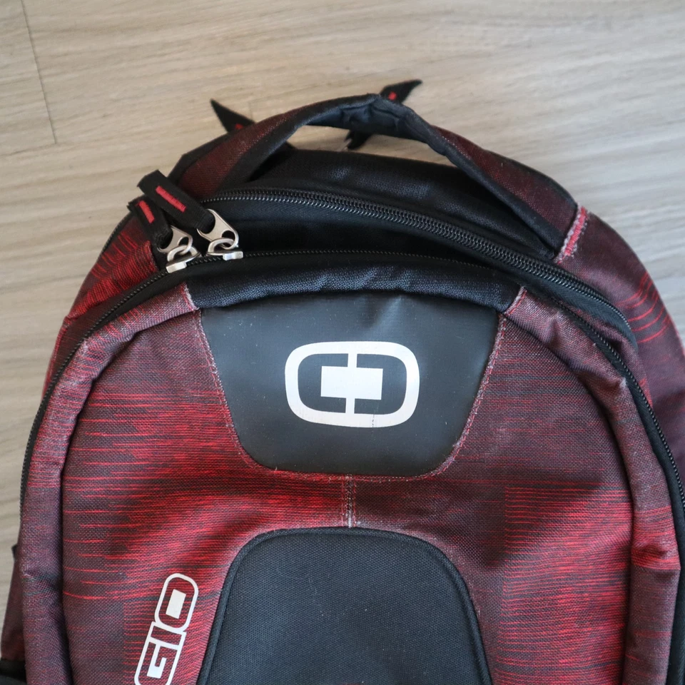 Ogio Juggernaut Backpack Cycle Bag Checkpoint Security Red Black Pockets LOGO - Image 2 of 4
