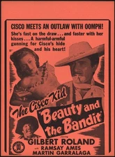 Antique 1946 "Beauty and the Bandit" Movie Broadside Poster Cisco Kid Sign