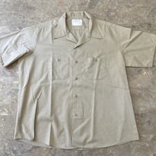 Vintage 1970s Sears Work Shirt XL Tan Short Sleeve Uniform Mechanic