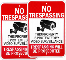 2 Pack 17.5X11.8 Inches No Trespassing Signs Large Video Surveillance Sign, Priv