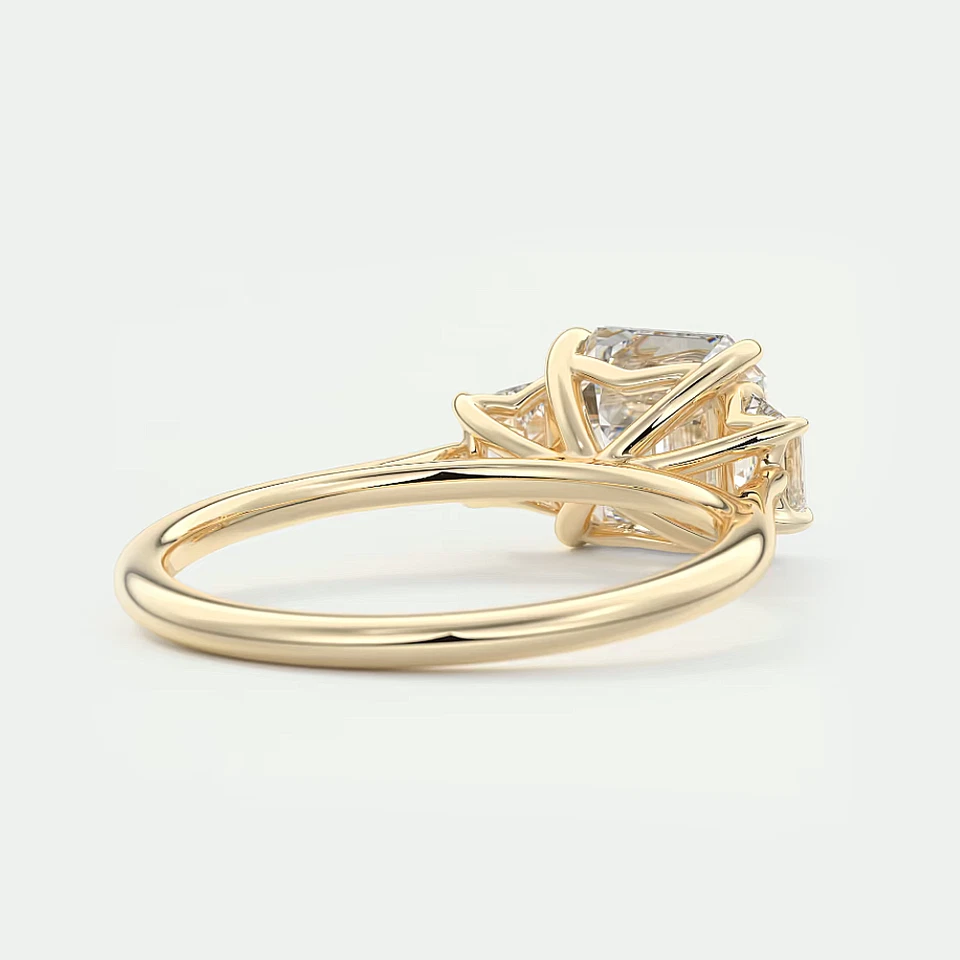 14k Yellow Gold Semi Mount Setting Ring Asscher 0.50 Carat Diamond Solid Size 7 - Image 4 of 4