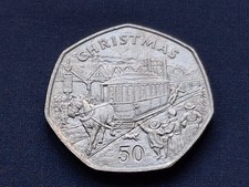 ISLE OF MAN 1986 CHRISTMAS HORSE TRAM 50p