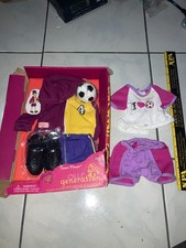 OUR GENERATION TEAM PLAYER SOCCER OUTFIT SHIRT PANTS SHOES BALL LOT DOLL