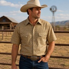 Wrangler Wrancher XLT Western Pearl Snap Shirt Geometric Cowboy Ranch