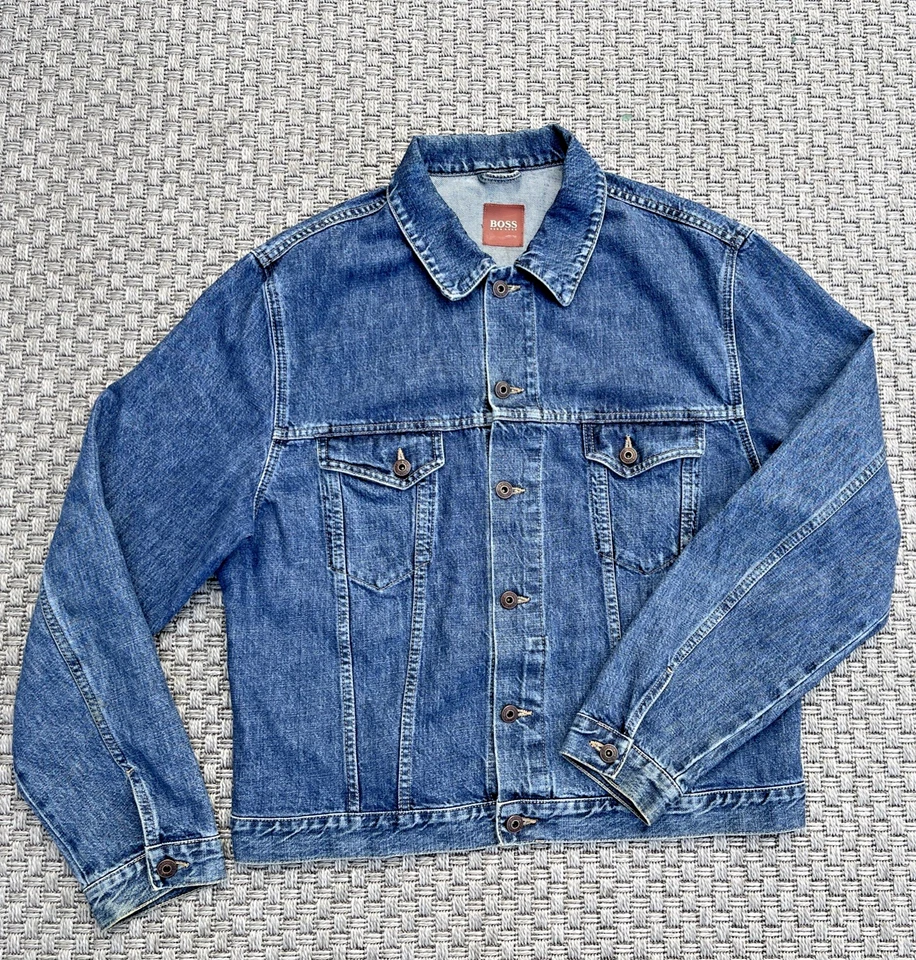 Hugo Boss Blue Denim Jacket Trucker Chore Barn Coat Size XL - Image 2 of 4