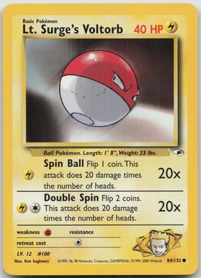 Lt. Surge's Voltorb Common Unlimited Gym Heroes 084/132 LP Ken Sugimori