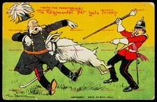 WW1 Anti Kaiser  Territorials Regimental Pet Gets Frisky Postcard