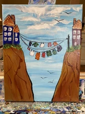 Houses,cute,funny,abstract 8/10 Original Painted On Canvas,