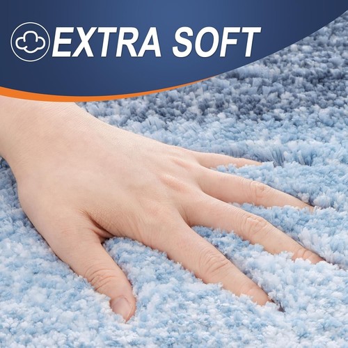 Elegant 3-Piece Soft Microfiber Bathroom Rug Set with Non-Slip Design - Blue - Picture 4 of 9