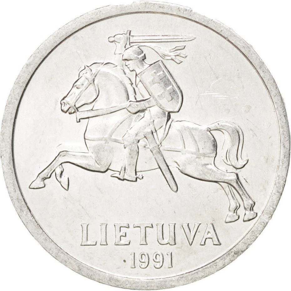 Lithuanian Coin Lithuania 1 Centas | Vytis | Horse | Knight | 1991 - Image 4 of 4
