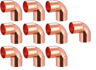 EZ-FLUID Plumbing 1/2'' Solder Sweat Copper 90 Degree Elbow Fitting Lead Free (10