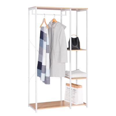 Kleiderständer Wäscheständer Kleiderschrank Schuhregal mit Ablage Holz SR0047whe