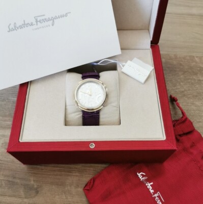 Salvatore Ferragamo Logomania Leather Strap Watch NIB | eBay display picture 1