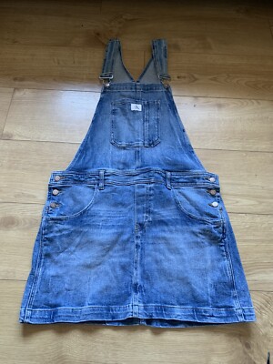 CK Calvin Klein Jeans Vintage Denim Dungaree Dress Size M UK