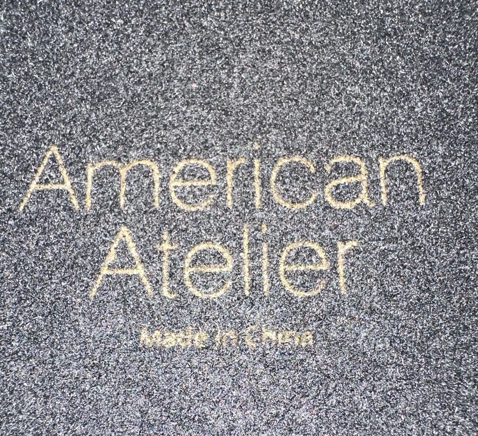 American Atelier 深蓝色灰色人造 Shagreen 装饰托盘带金色手柄 — 第 4/4 张图片