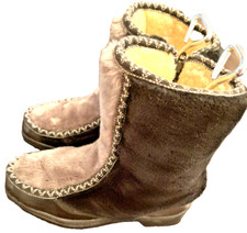 SNOWLAND Boots Black  Gray Faux Fur Zipper Winter Ski Lodge women's Size 6