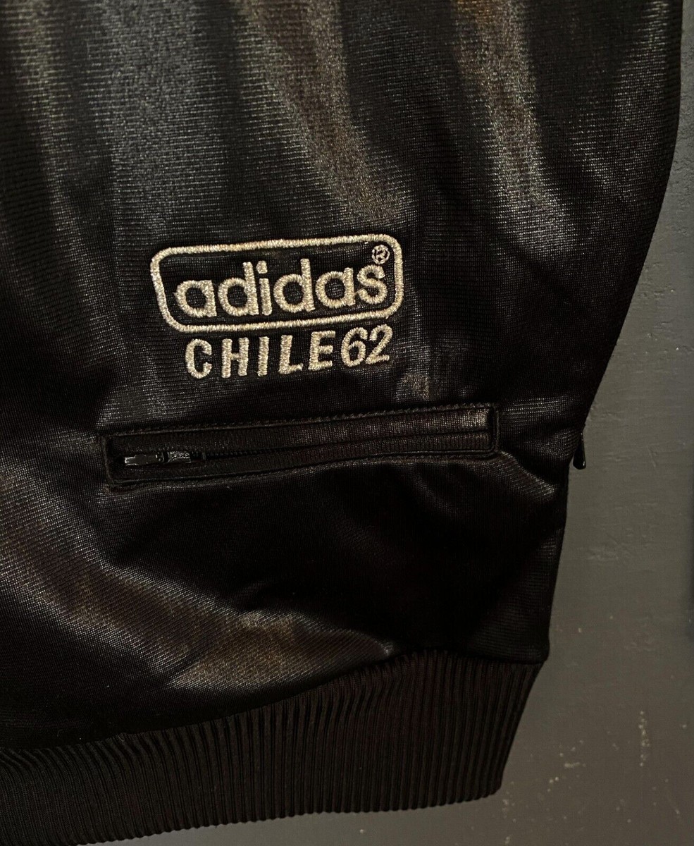 RARE MEN'S ADIDAS CHILE 62 SATIN TRACK JACKET BLACK LONG RARE MEN'S ADIDAS CHILE 62 SATIN TRACK JACKET BLACK LONG