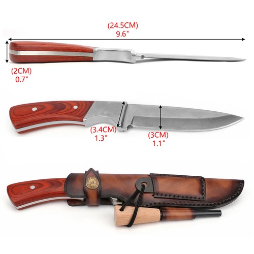 TOURBON Leather Knife Sheath Magnesium Rods Fire Starter Holder Outdoor Survival - Picture 5 of 14