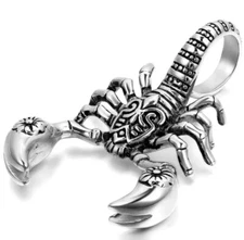 Mens Scorpio Zodiac Scorpion Pendant Necklace Stainless Steel Jewelry