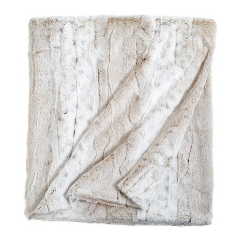 Dennis Basso Home Snow Leopard Print Faux Animal Fur Throw Blanket ~ 46 In X 58” - Picture 4 of 4