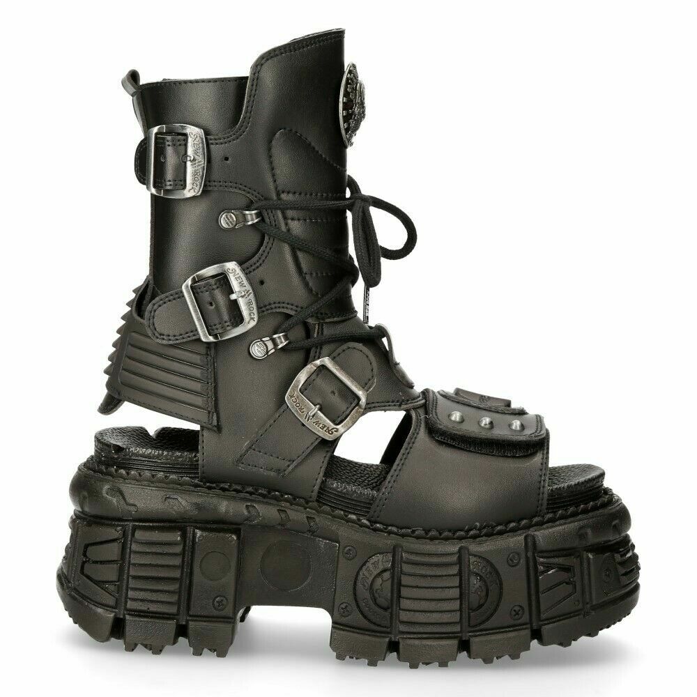 New Rock Boots BIOS107-V1 Black VEGAN Leather Unisex New Rock Boots BIOS107-V1 Black VEGAN Leather Unisex