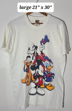 Vtg 90s Disney Unlimited Mickey Mouse ,Goofy, Donld Duck White Large Tee USA