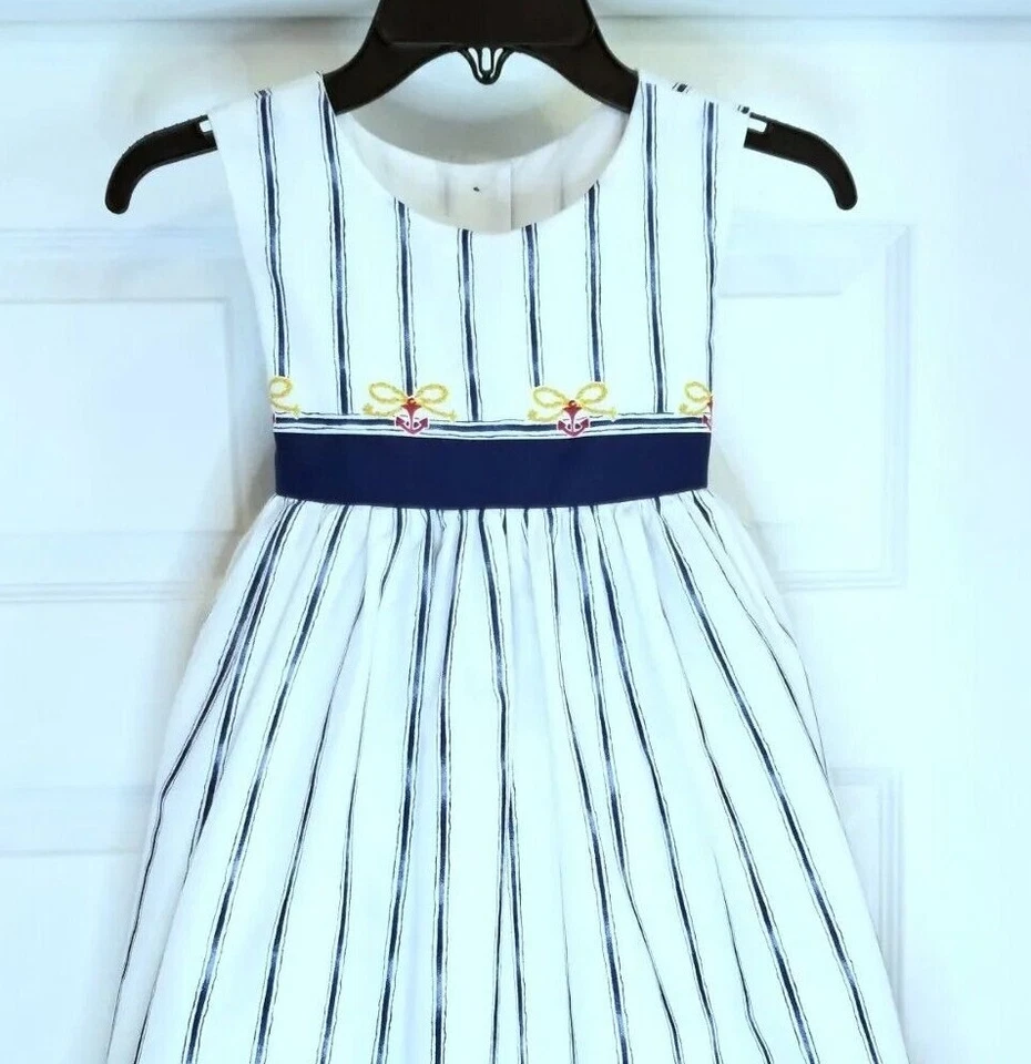 Daisy Kingdom Little Girl's Handmade Sleeveless Nautical/Sailor Dress-Size-4 - Image 2 of 4