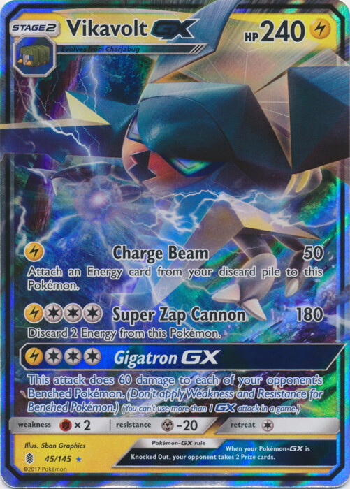 Vikavolt-GX - 45/145 Ultra Rare Guardians Rising NM Pokemon TCG