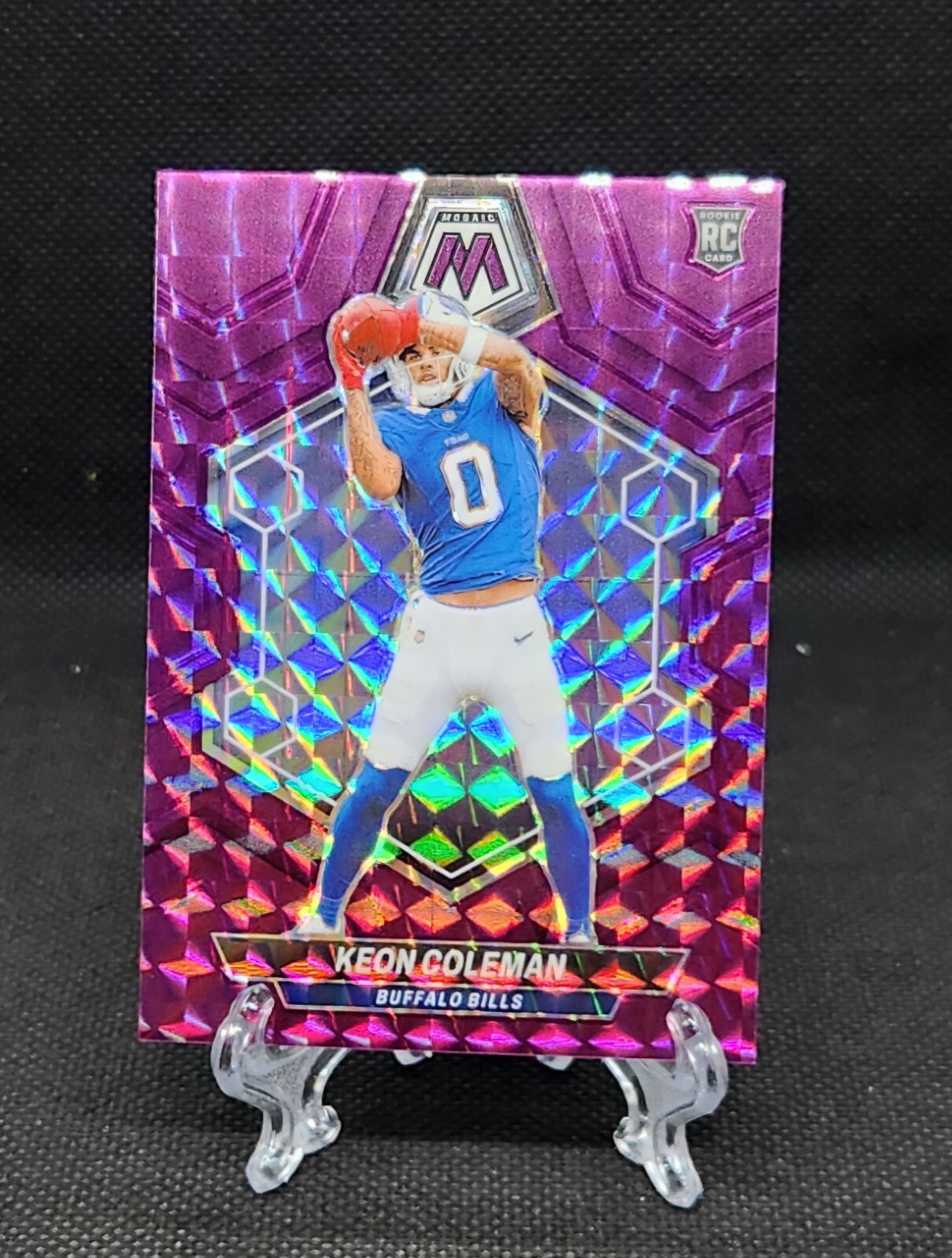 Keon Coleman 2024 Panini Mosaic Rookie RC #333 Purple Prizm /49. Bills