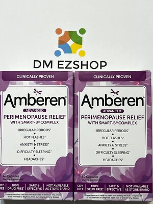 2 PACKS Amberen Perimenopause, Peri-Menopause Multi-Symptom Relief 60C, 05/25 FS