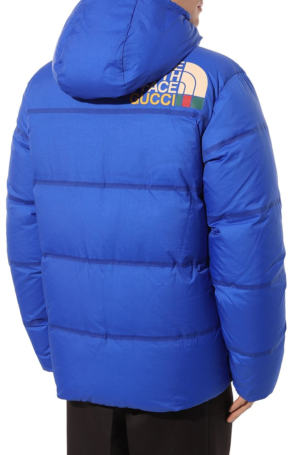 Autentico cappotto tampone da uomo The North Face X Gucci blu Ripstop nuovo