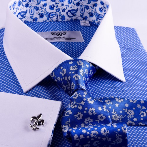 Business Dress Shirt Contrast Cuff 