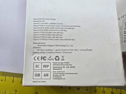 65W USB C AC POWER ADAPTER LAPTOP MAC TABLET UK MAIN FAST CHARGER LEAD 20V 3.25A - Picture 5 of 5