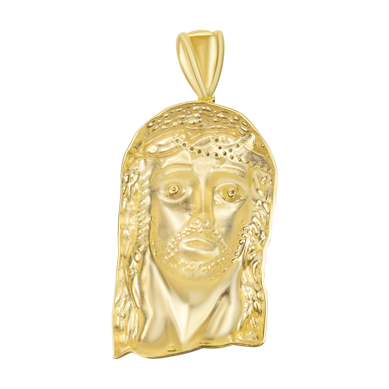 14k Gold Plated Solid 925 Sterling Silver Jesus Piece Pendant Iced CZ ...