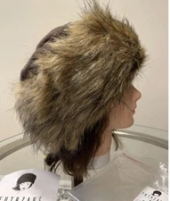 Futrzane Poland Faux Fur Full Hat Brown Orange Raccoon Medium Russian Style New