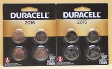 Duracel Lithium Coin CR2016 DR2016 2 Packs of 4 Batteries Exp 2029