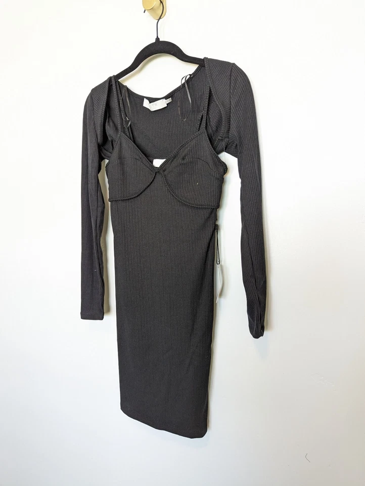 Astr The Label Dress Womens Small Black Bodycon Sleeeveless Shrug Club Y2K 90s - Image 2 of 4