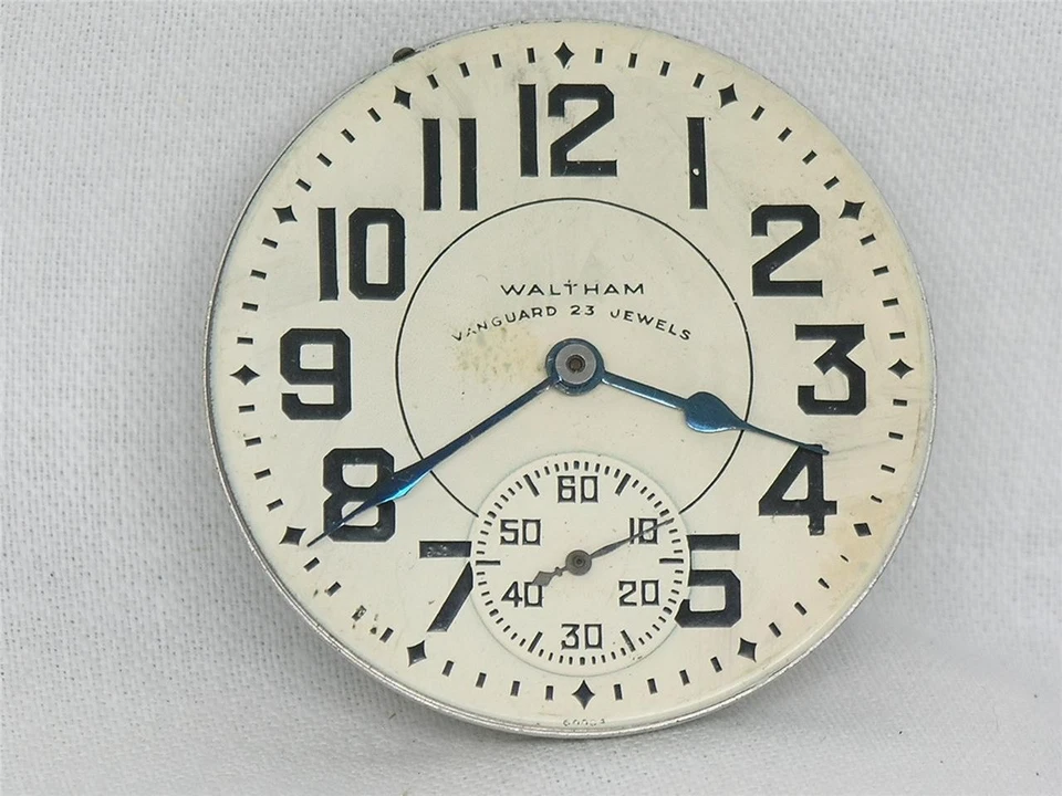 16S WALTHAM VANGUARD 23 JEWEL RAILROAD POCKET WATCH MOVEMENT & DIAL, RUNNING! - Image 2 of 4