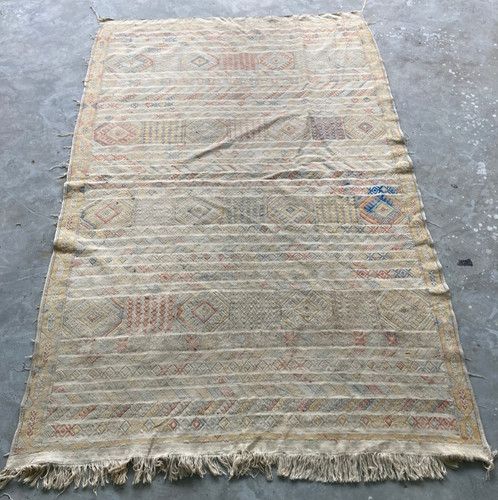 Vintage Traditional Turkish Handcrafted Kilim Rug for Home Décor 240x148 cm